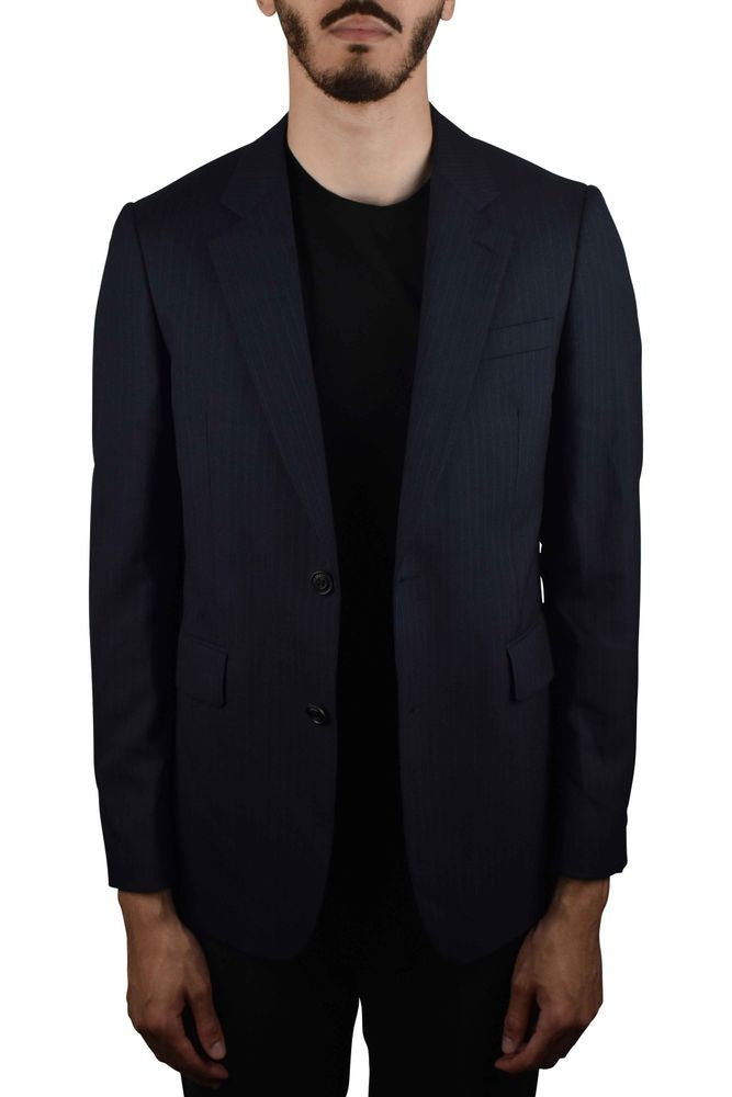 Burberry Navy Blue Pinstripe Suit Jacket
