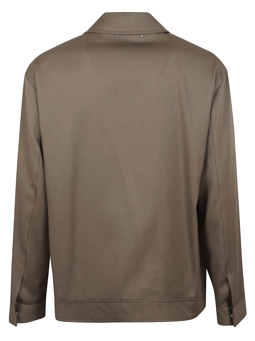 Golden Goose Brown Jacket With Pointed Collar And Star Embellishments