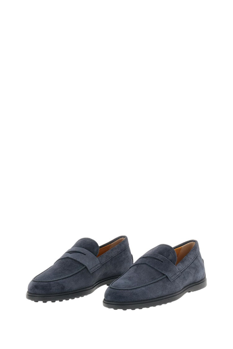 Tod's Blue Gomma 78L Suede Penny Loafers