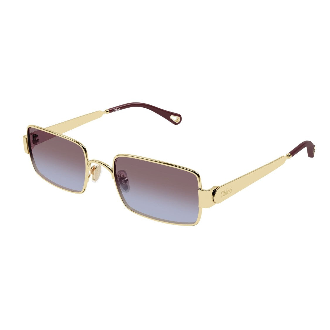 Chloé Rectangular Sunglasses With Gold Metal Frame