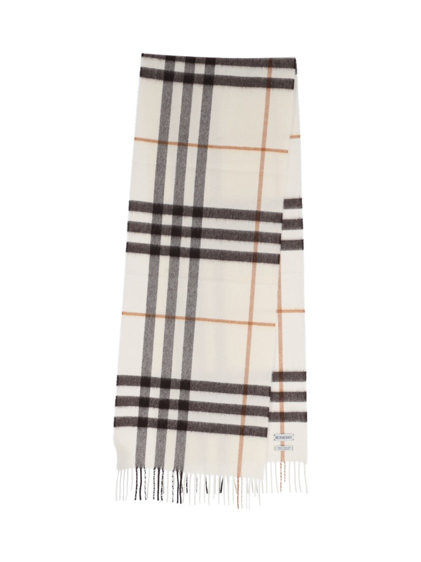 Burberry Cream Check Brushed Cashmere Scarf