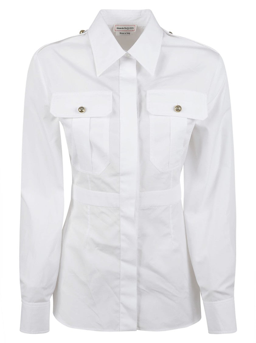 Alexander Mcqueen Tailored Cotton Shirt With Button-Down Front