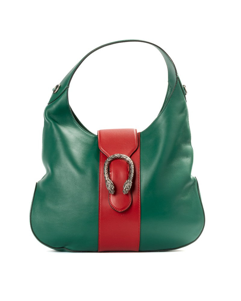 Gucci Green Dionysus Stripe Large Leather Shoulder Bag