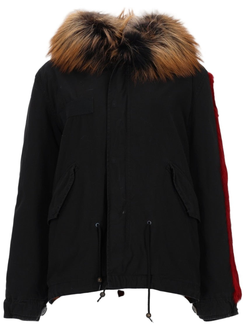 Mr & Mrs Italy Fur-Trimmed Hooded Parka With Bold Patches