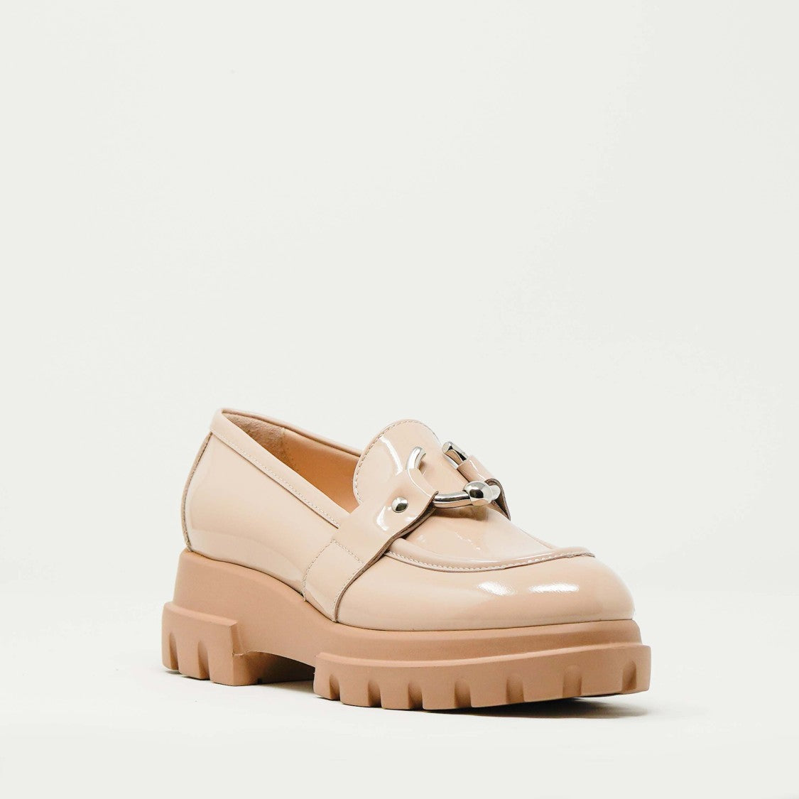 Agl Nude Patent Moccasin With Ring
