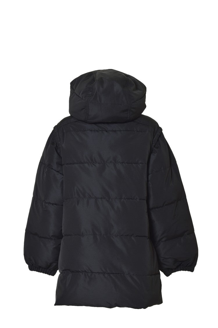 Patou Long Nylon Hooded Down Jacket - Black