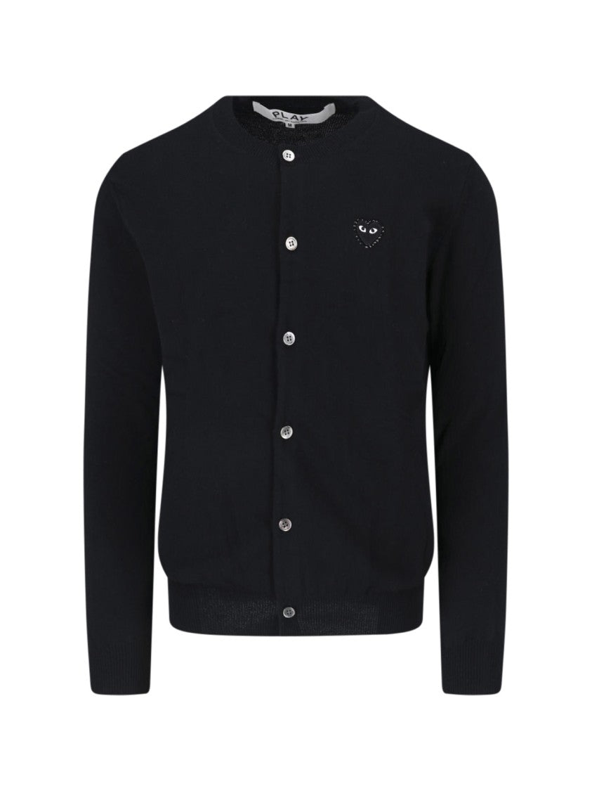 Comme Des Garçons Wool Cardigan With Crystal-Embellished Logo
