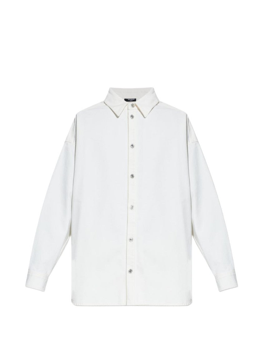 Balmain Relaxed Fit White Cotton Shirt