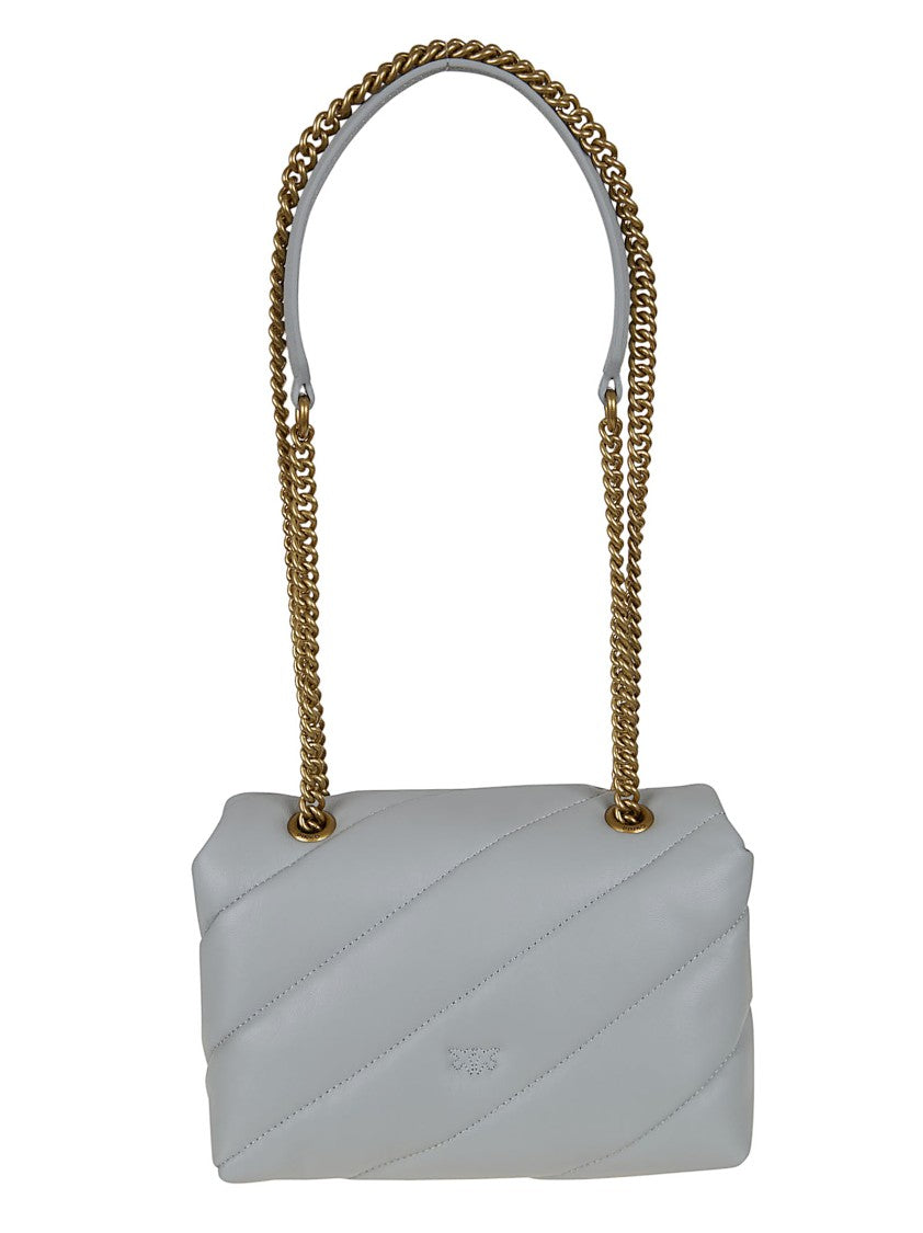 Pinko Quilted Calfskin Shoulder Bag With Gold Logo Detail