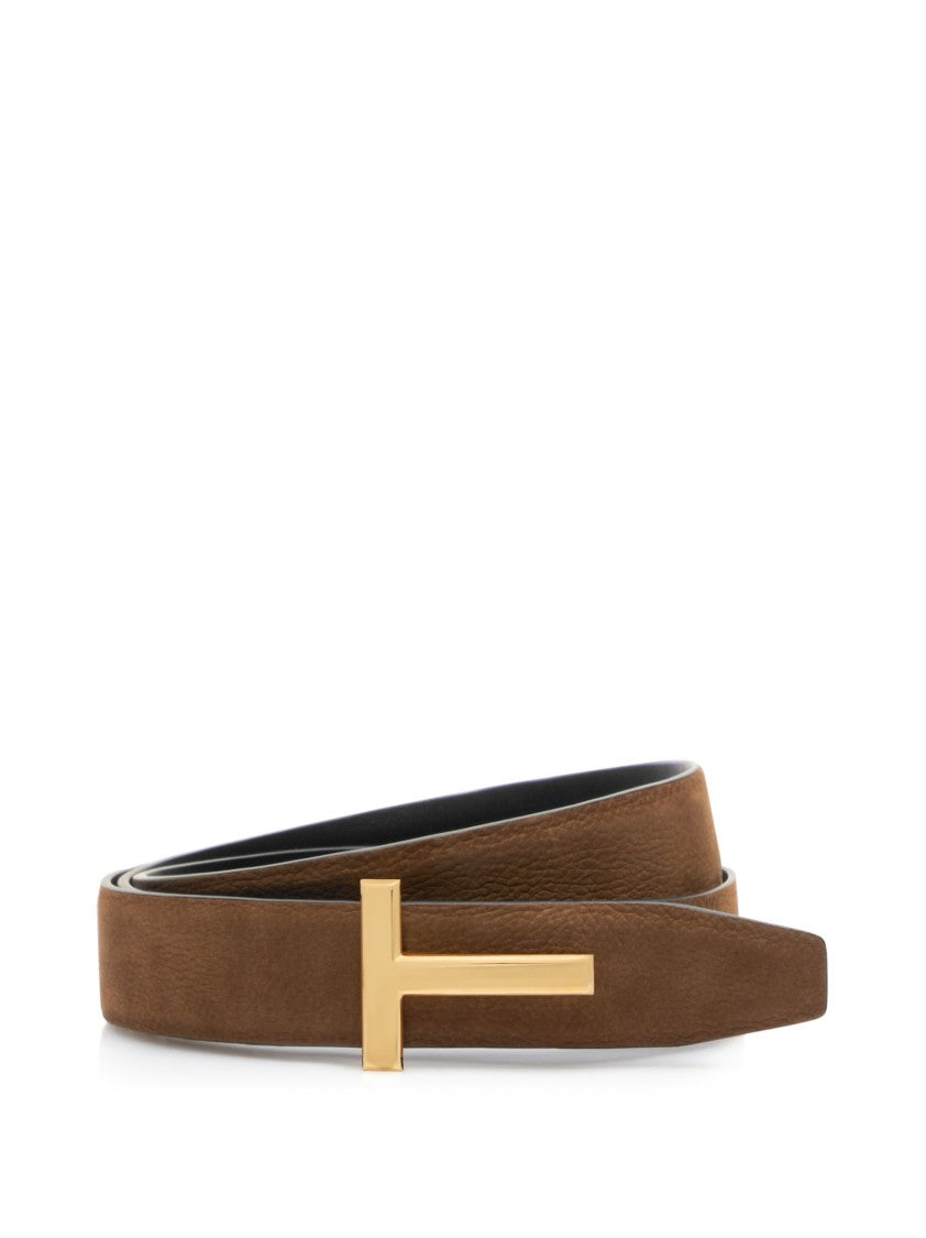 Tom Ford Reversible Olive Green Leather Belt