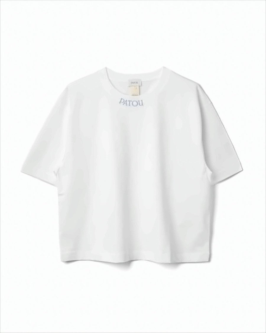 Patou Cropped White Cotton T-Shirt