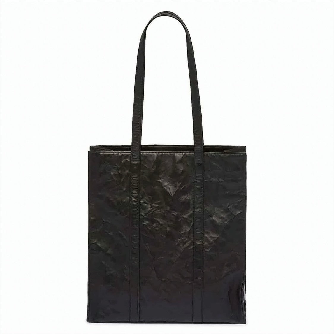 Prada Wrinkled Nappa Leather Small Tote Bag With Logo Plaque