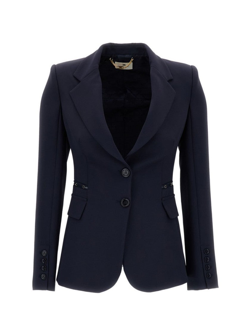 Elisabetta Franchi Black Tailored Structured Padded Blazer