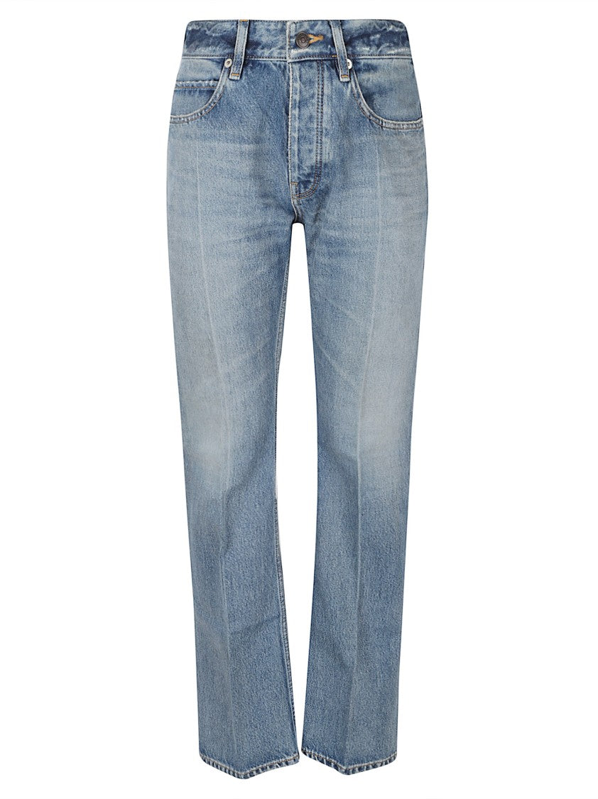 Balenciaga Blue Denim Whiskered Straight-Leg Jeans