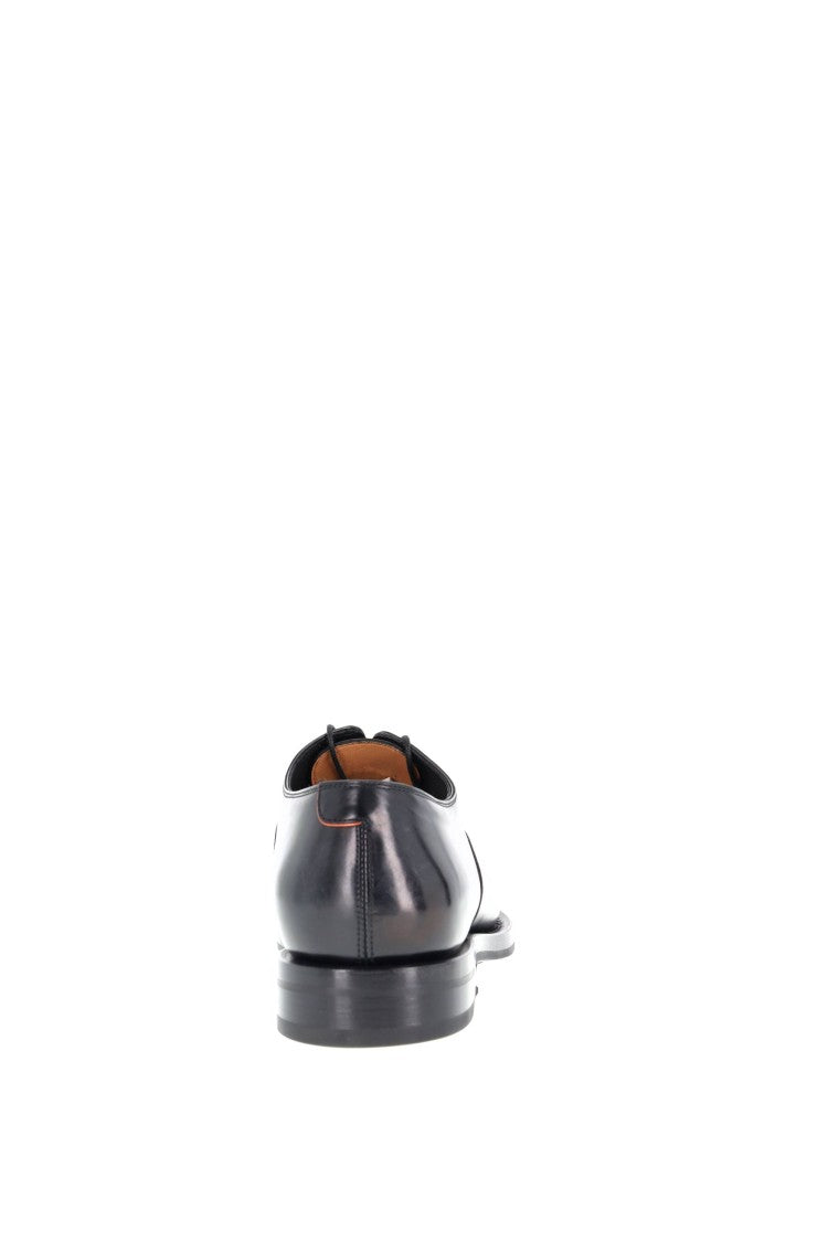 Santoni Black Carlo Leather Oxford Brogues