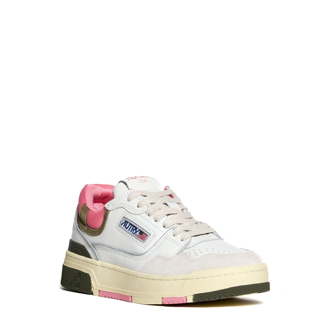 Autry Low-Top Sneakers With White Leather And Geranium Accents
