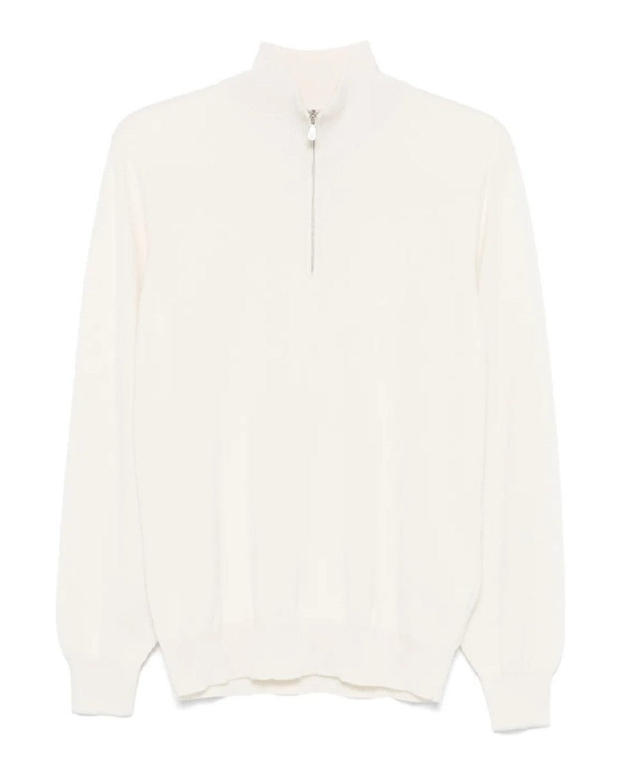 Brunello Cucinelli Half-Zip Knitwear Top With Smooth Texture