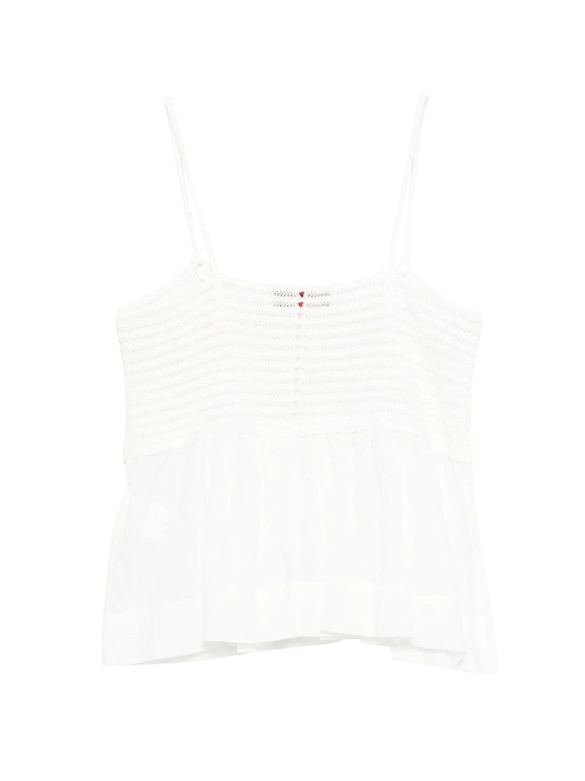 Jucca White Crochet Spaghetti Strap Tank Top