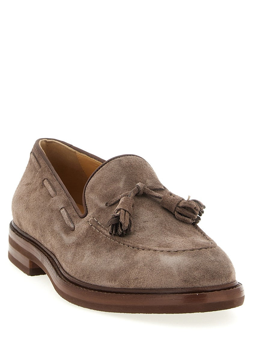 Brunello Cucinelli Brown Suede Tassel Loafers