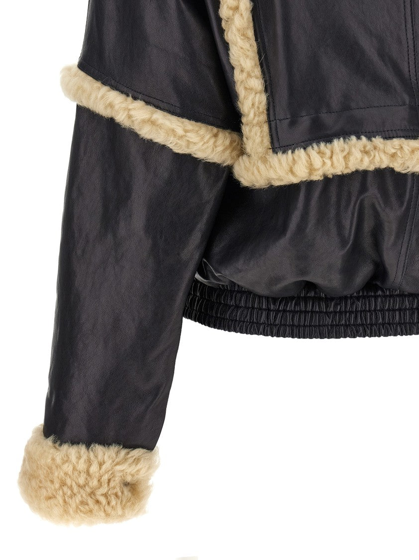 Magda Butrym Leather Jacket With Unique Fur Insert