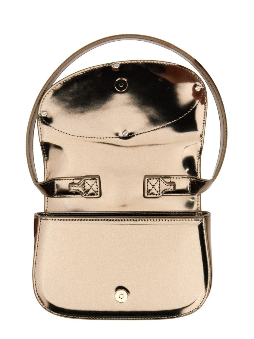 Diesel Metallic Finish Shoulder Bag With Distinctive Oval Logo