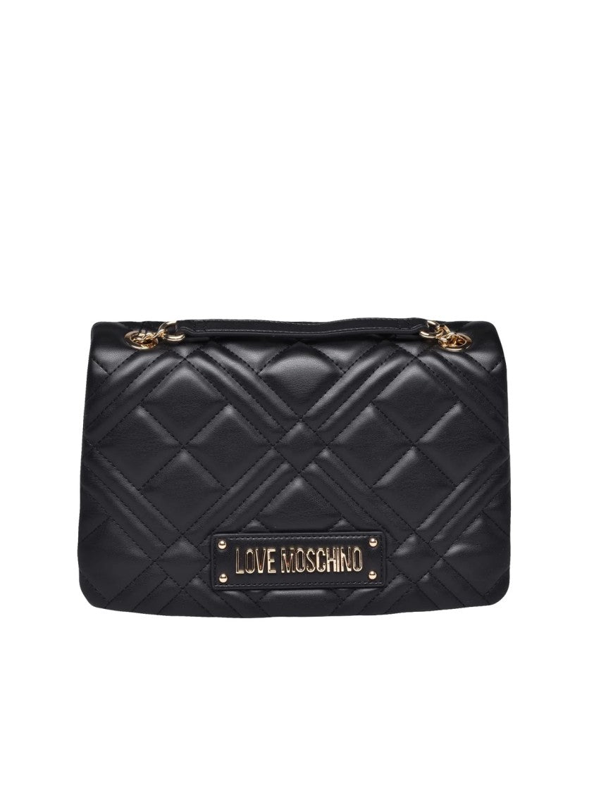 Love Moschino Black Polyurethane Quilted Shoulder Bag