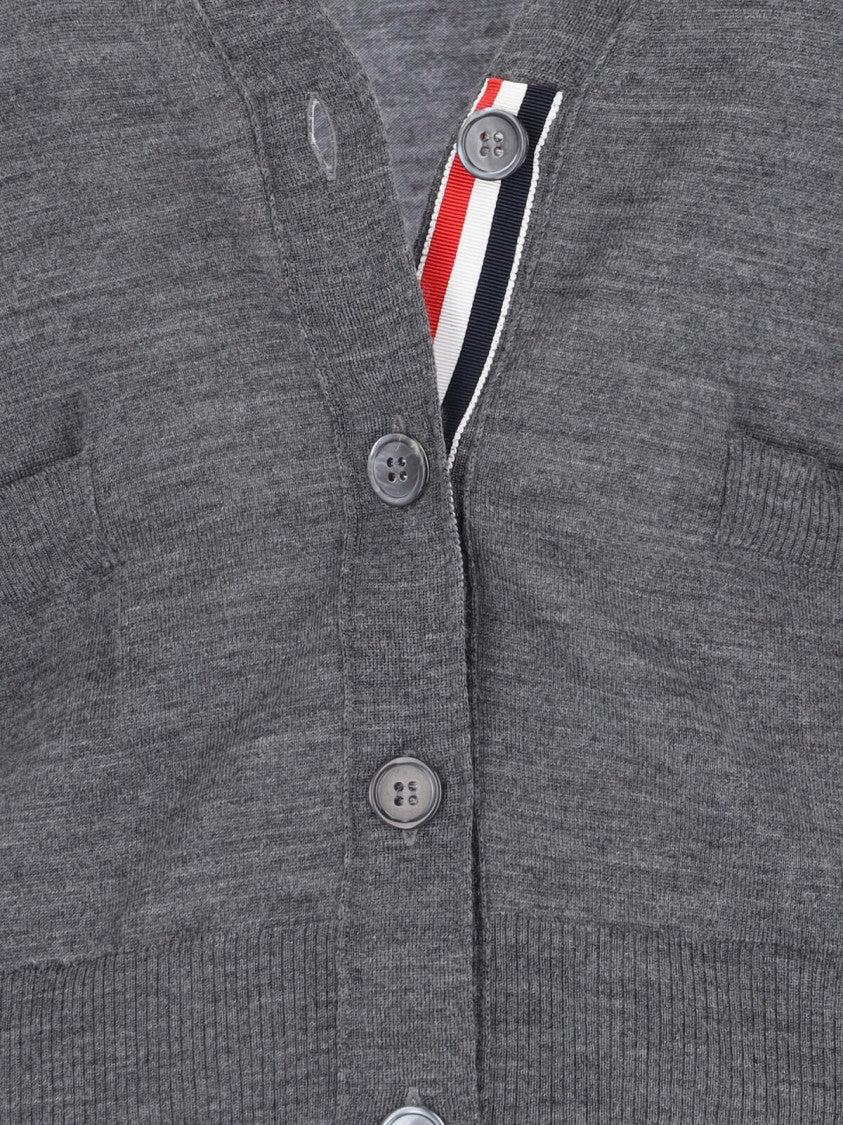 Thom Browne "4-Bar" V-Neck Cardigan – Grey