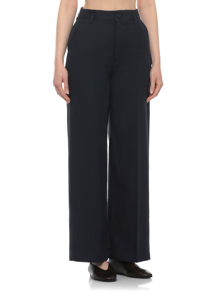 Woolrich Blue Linen-Blend Wide-Leg Pants