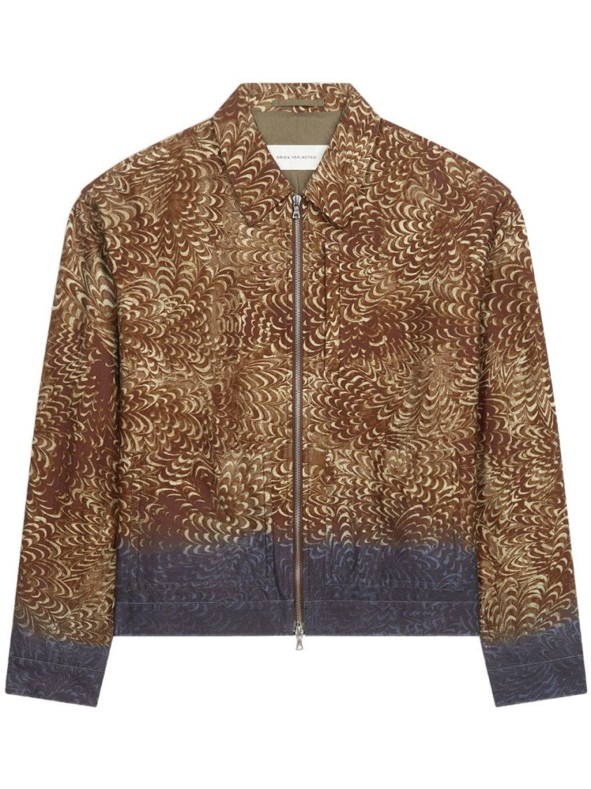 Dries Van Noten Animalier Print Brown Bomber Jacket