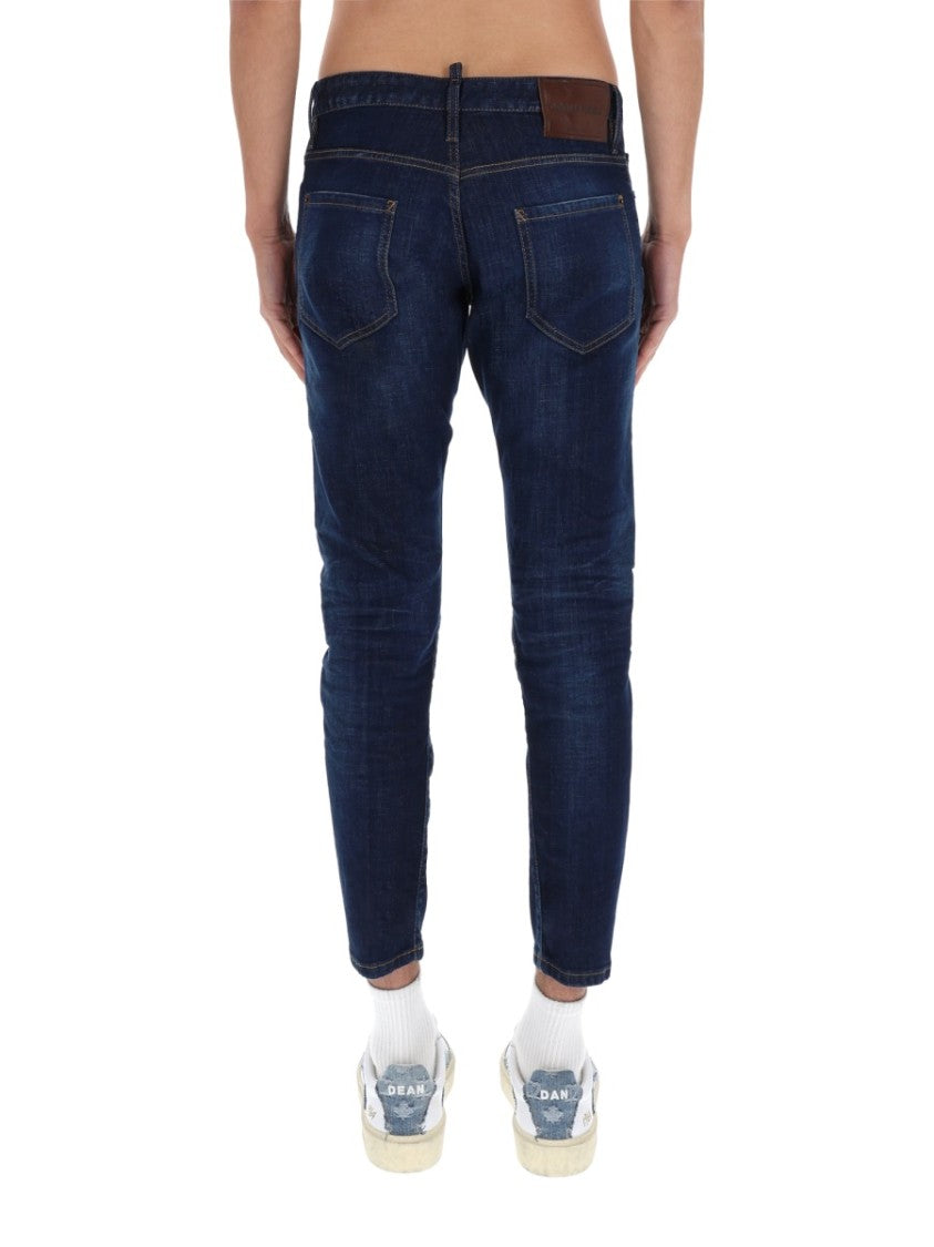 Dsquared2 Dark Indigo Tapered Copper Rivets Jeans