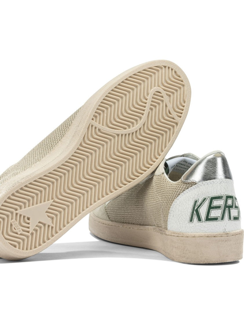 Golden Goose Textured Beige Mesh And Smooth Leather Sneakers