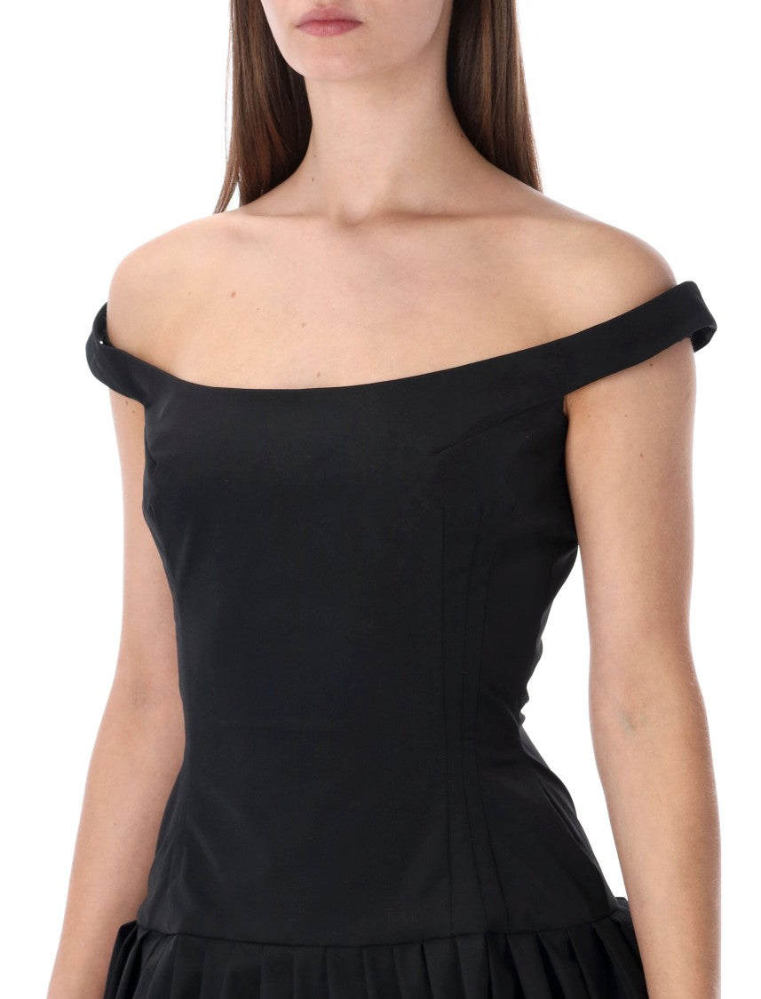 Magda Butrym Off-Shoulder Black Mini Dress