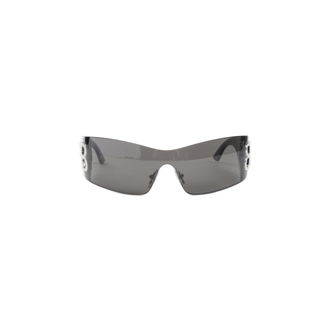 Balenciaga Wraparound Grey Sunglasses With Bold Logo Detail