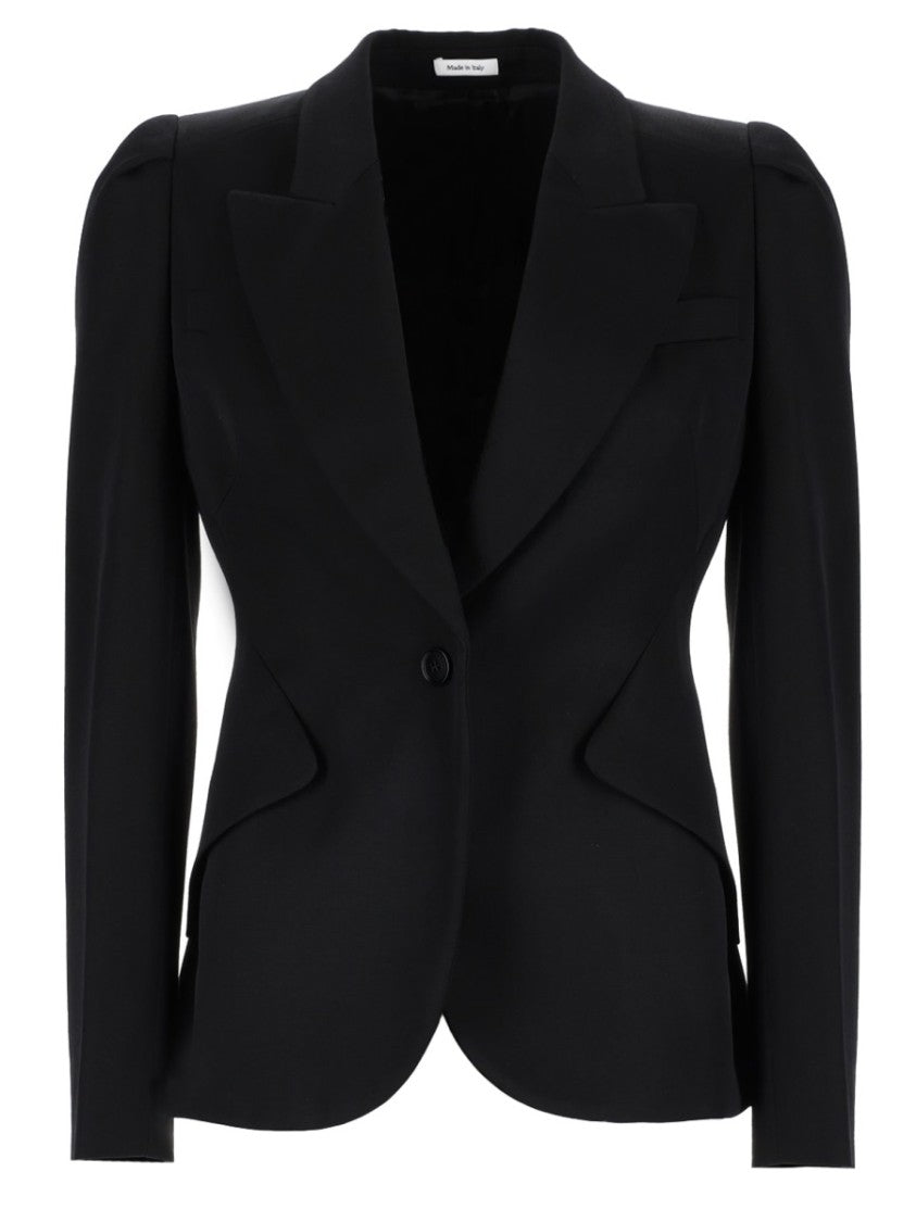 Alexander Mcqueen Neutrals Single Button Notched Lapel Wool Blazer