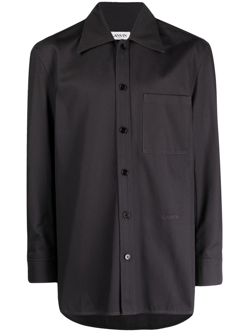 Lanvin Twisted Cocoon Overshirt With Classic Collar