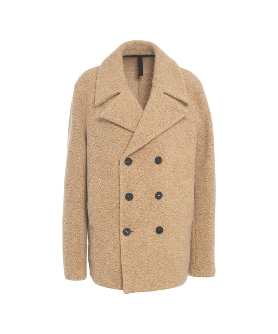Harris Wharf London Textured Bouclé Peacoat With Wide Notch Lapels