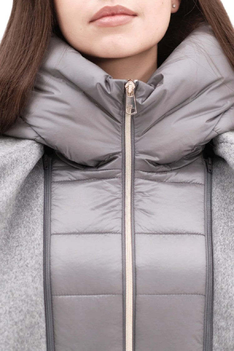 White Wise Grey Padded Bib And Hood Coat