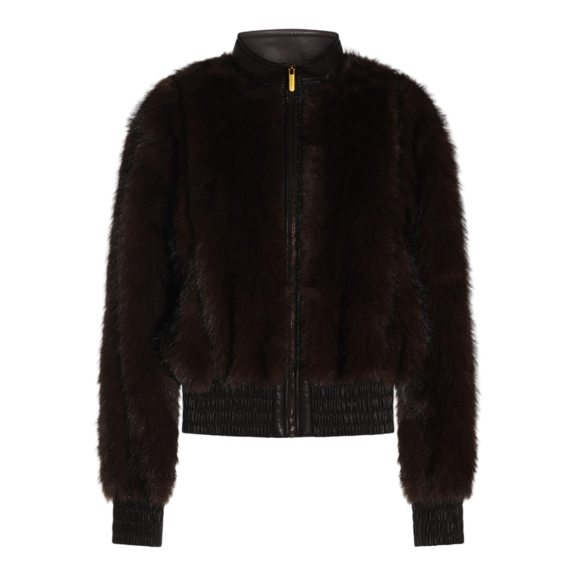 Zimmermann Short Dark Brown Fur Coat With Gold-Toned Hardware