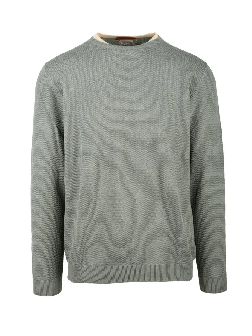 Daniele Fiesoli Sage Green Textured Cotton Pullover