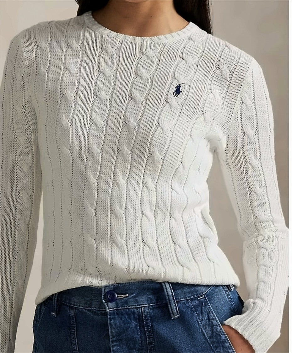 Polo Ralph Lauren Crew Neck Sweater In Cable Knit Cotton