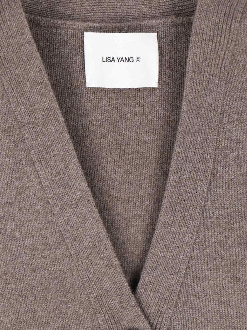 Lisa Yang Knit Cardigan Sweater With V-Neckline And Button-Down Front