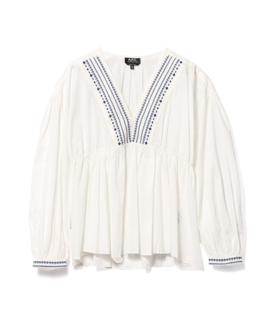 A.P.C. V-Neck Blouse With Buttoned-Cuff Sleeves
