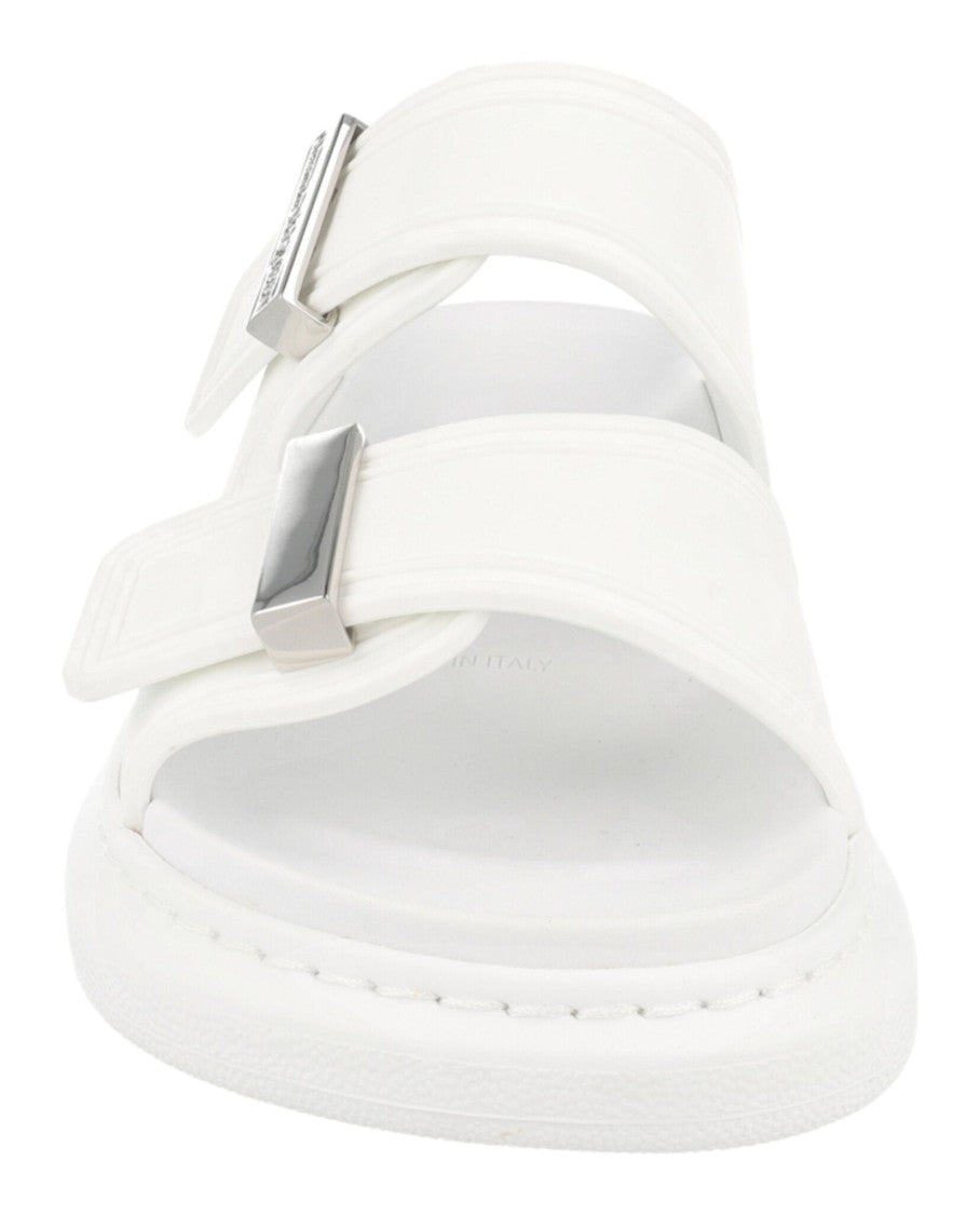 Alexander Mcqueen Stylish Dual Vamp Slides With Engraved Hardware
