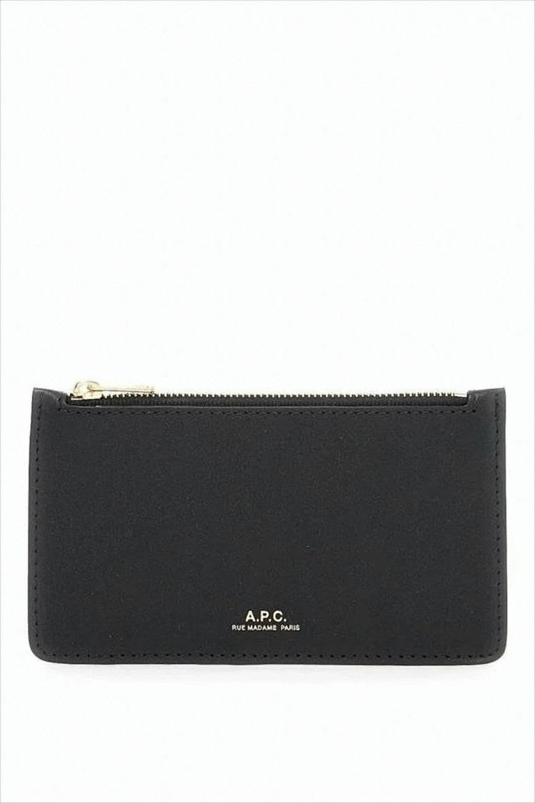 A.P.C. Rectangular Black Wallet With Zip Closure