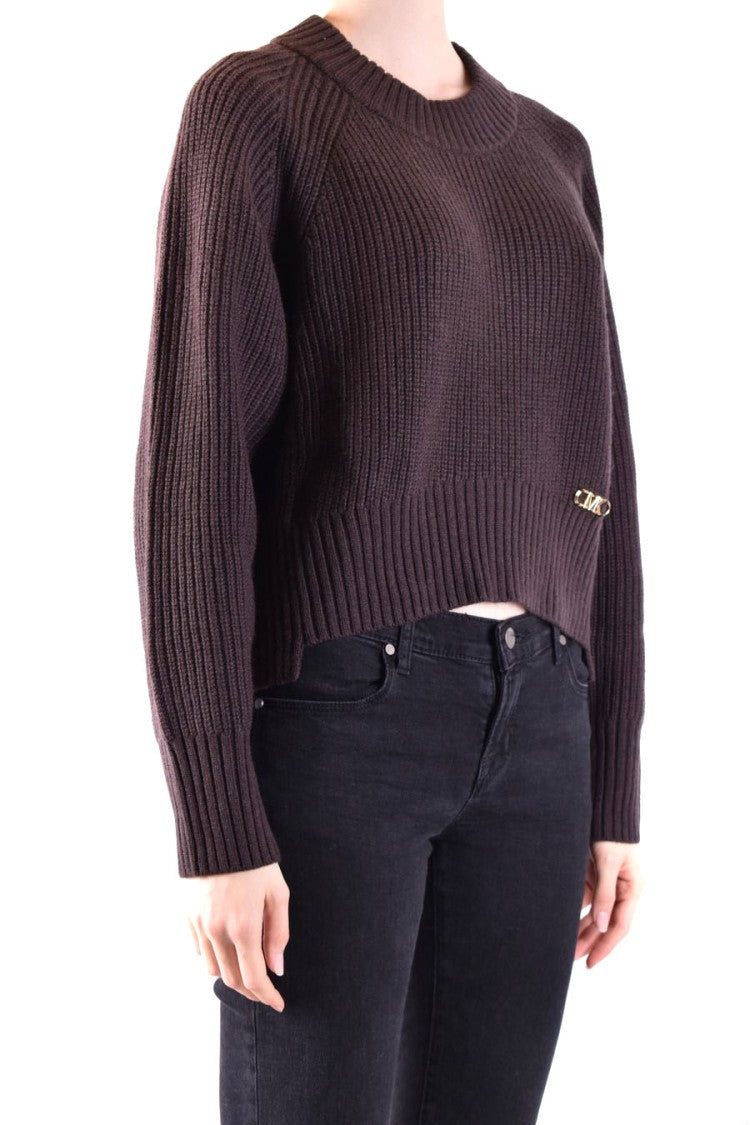 Michael Kors Wool-Cashmere Blend Sweater With Chic Cropped Design And Signature Detail