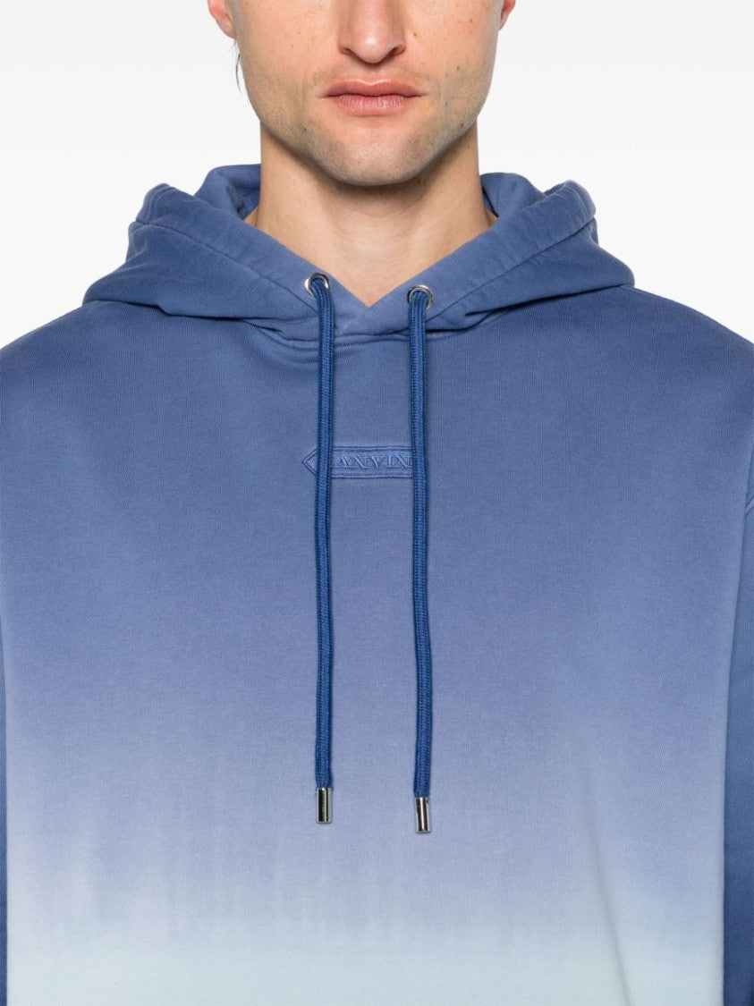 Lanvin Gradient Blue Cotton Jersey Hoodie