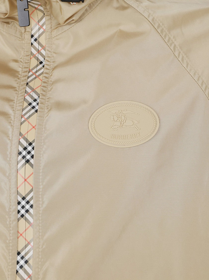 Burberry Nylon Nylon Checked Trim Hooded Jacket