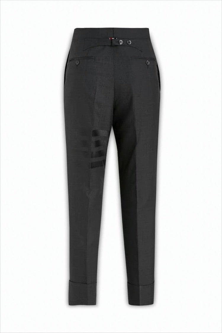 Thom Browne Tailored Grey Wool Straight Pants With Cuffed Hems