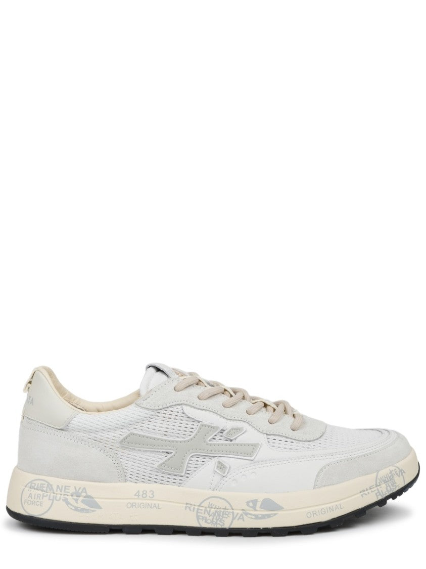 Premiata Nous Mesh Calf Leather Printed Sneakers