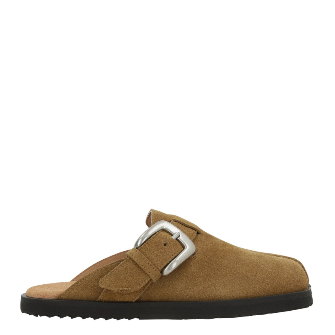 Maison Margiela Silver Buckle Suede Slip-On Flats